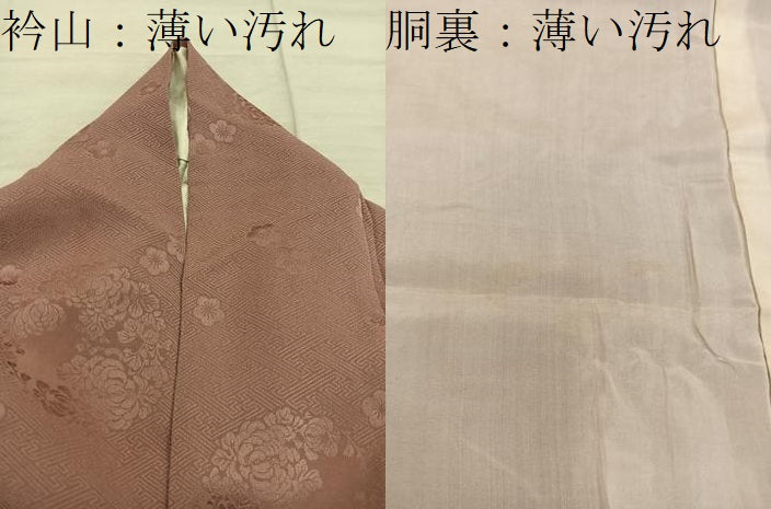 平和屋着物■上質な色無地 牡丹花地紋 赭色 正絹 逸品 BAAX4465mz