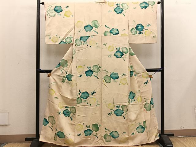 平和屋着物■上質な小紋 梅花文 地紋起こし 正絹 逸品 BAAX4467mz
