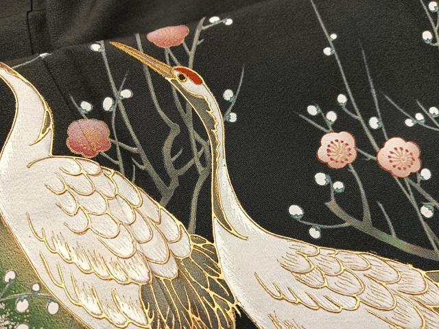 平和屋着物●豪華黒留袖　作家物　駒刺繍　飛鶴雪輪花文　金彩　仮絵羽　正絹　逸品　未使用　DABB4411ps 楽天市場】平和屋着物□豪華黒留袖 駒刺繍 尾長鳥霞文 金糸 正絹 逸品