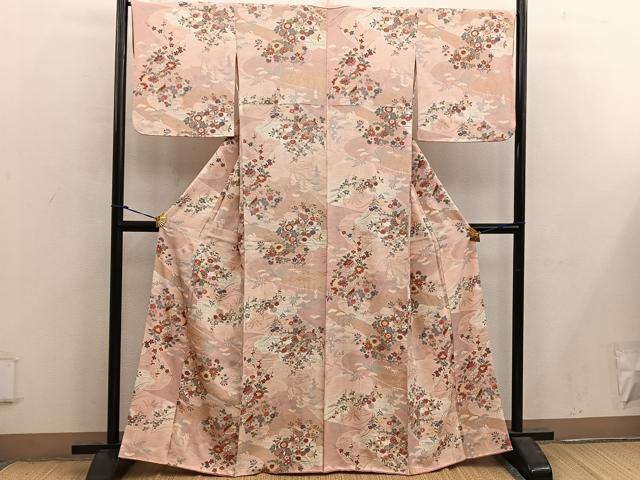 平和屋着物■上質な小紋 菊花文 金彩 正絹 逸品 BAAX4469mz