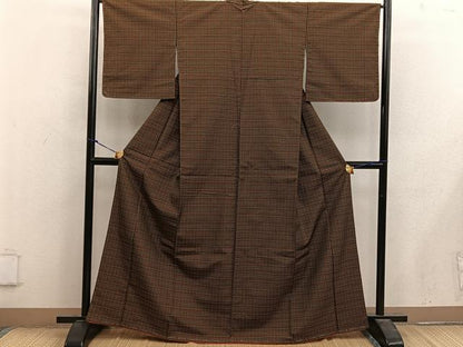 平和屋着物■本場縞大島紬 格子柄 正絹 逸品 未使用 BAAX4471mz