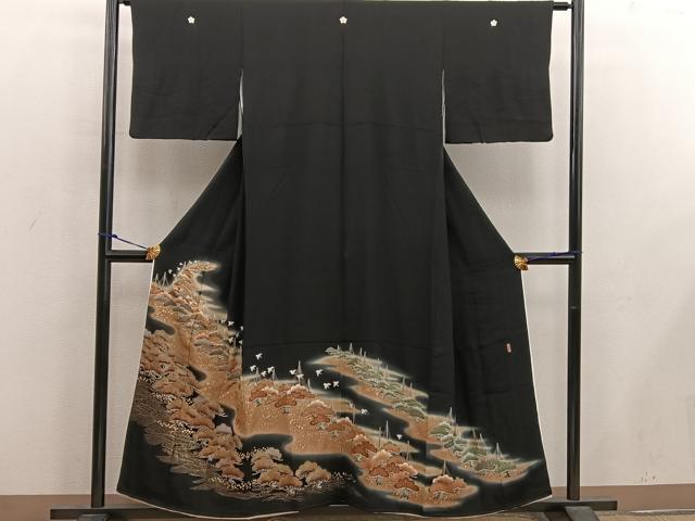 平和屋着物■豪華黒留袖 作家物 花鳥文 暈し染め 金彩 正絹 逸品 BAAX4472mz