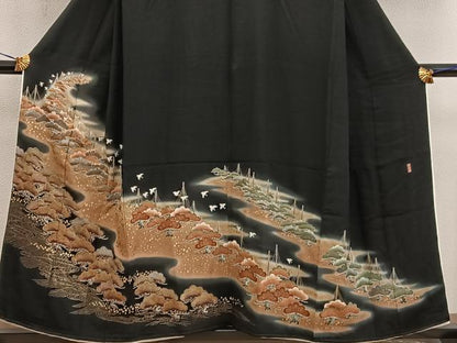 平和屋着物■豪華黒留袖 作家物 花鳥文 暈し染め 金彩 正絹 逸品 BAAX4472mz