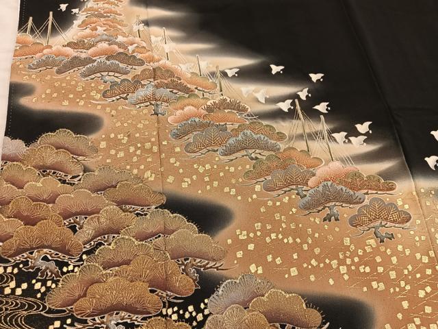 平和屋着物■豪華黒留袖 作家物 花鳥文 暈し染め 金彩 正絹 逸品 BAAX4472mz
