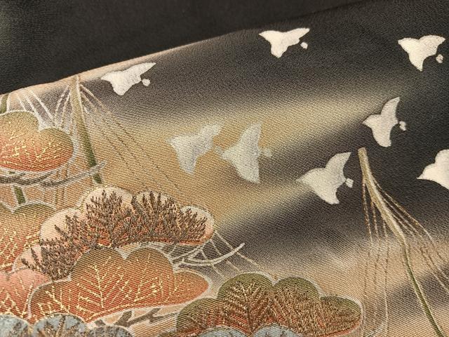 平和屋着物■豪華黒留袖 作家物 花鳥文 暈し染め 金彩 正絹 逸品 BAAX4472mz