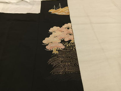 平和屋着物■豪華黒留袖 作家物 花鳥文 暈し染め 金彩 正絹 逸品 BAAX4472mz