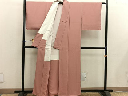 平和屋着物■上質な色無地 洗朱色 正絹 逸品 未使用 BAAX4473mz