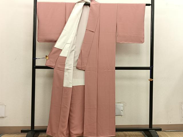 平和屋着物■上質な色無地 洗朱色 正絹 逸品 未使用 BAAX4473mz