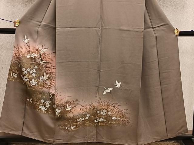 平和屋着物■訪問着 飛鶴花文 暈し染め 金彩 鈴乃屋扱い 正絹 逸品 BAAX4474mz