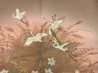 平和屋着物■訪問着 飛鶴花文 暈し染め 金彩 鈴乃屋扱い 正絹 逸品 BAAX4474mz