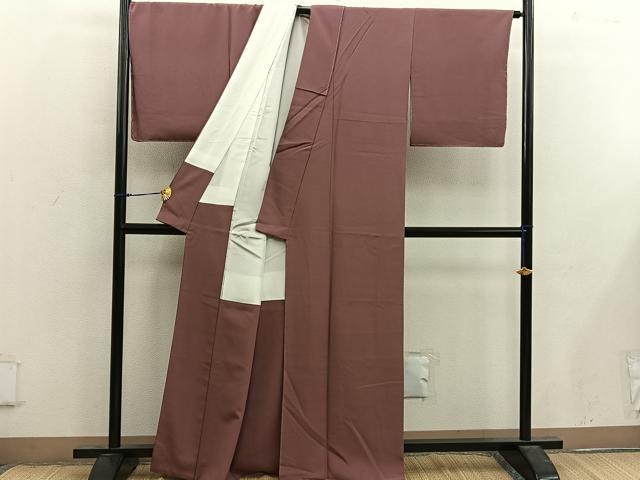 平和屋着物■上質な色無地 作家物 蘇芳香色 正絹 逸品 BAAX4475mz