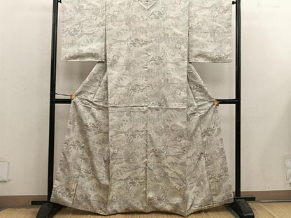 平和屋着物■上質な紬 風景花文 正絹 逸品 BAAX4477mz