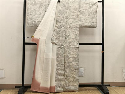 平和屋着物■上質な紬 風景花文 正絹 逸品 BAAX4477mz