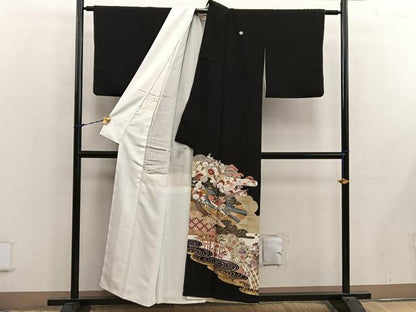 平和屋着物■豪華黒留袖 花鳥文 金彩 正絹 逸品 BAAX4478mz