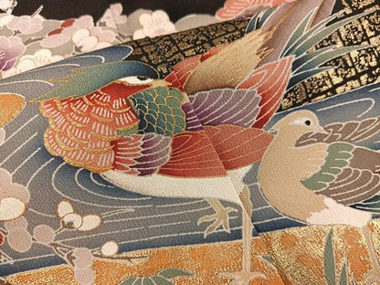 平和屋着物■豪華黒留袖 花鳥文 金彩 正絹 逸品 BAAX4478mz