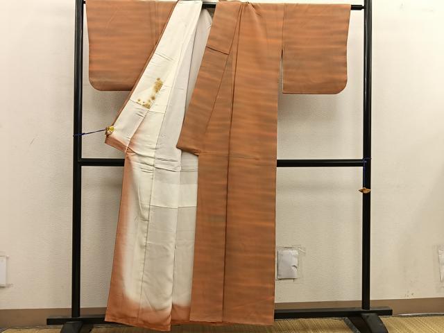 平和屋着物▽上質な小紋　単衣　横段文　正絹　逸品　AABF3787jh 平和屋着物▽上質な小紋 単衣 横段文 正絹 逸品 AABF3787jhの通販はau