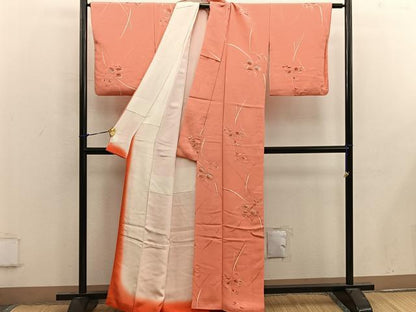 平和屋着物■上質な小紋 菊花文 地紋起こし 金糸 正絹 逸品 BAAX4482mz