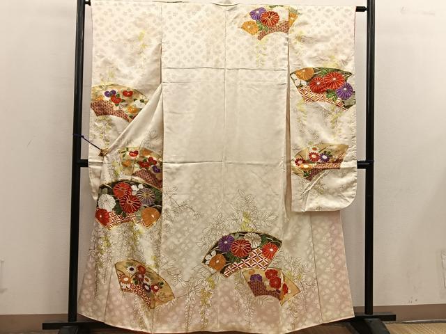 平和屋着物■豪華振袖 駒刺繍 地紙菊花文 金彩 正絹 逸品 BAAX4485mz