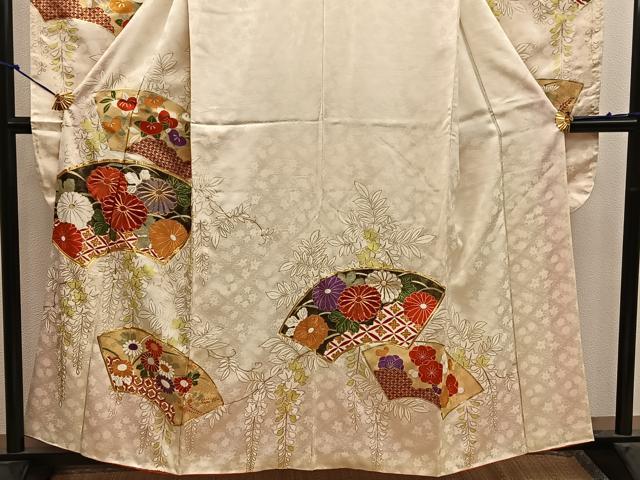 平和屋着物■豪華振袖 駒刺繍 地紙菊花文 金彩 正絹 逸品 BAAX4485mz