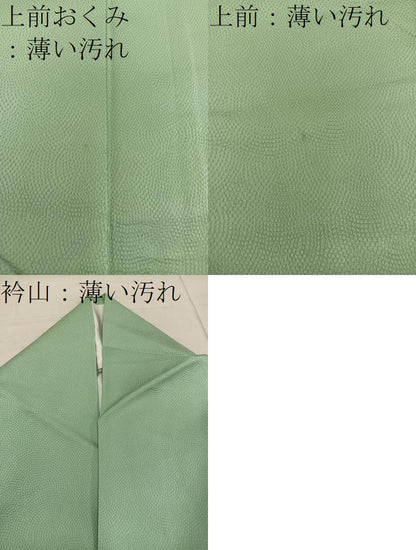 平和屋着物■上質な色無地 鮫小紋地紋 黄海松茶色 正絹 逸品 BAAX4487mz