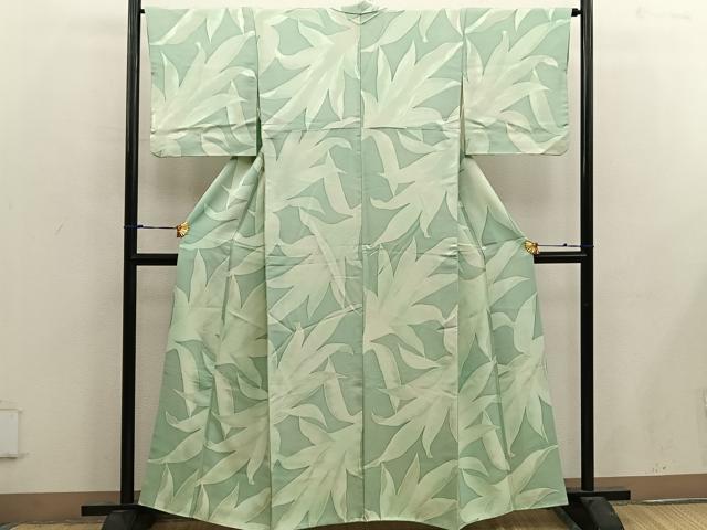 平和屋着物□上質な小紋 草葉文 地紋起こし 正絹 逸品 BAAX4489mz