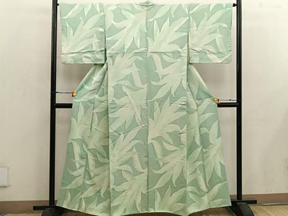 平和屋着物■上質な小紋 草葉文 地紋起こし 正絹 逸品 BAAX4489mz