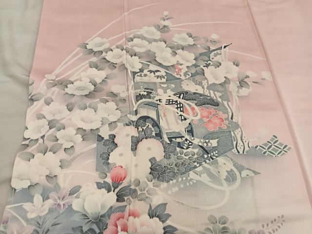 平和屋着物■訪問着　御所車花文　暈し染め　正絹　逸品　BAAX4491mz