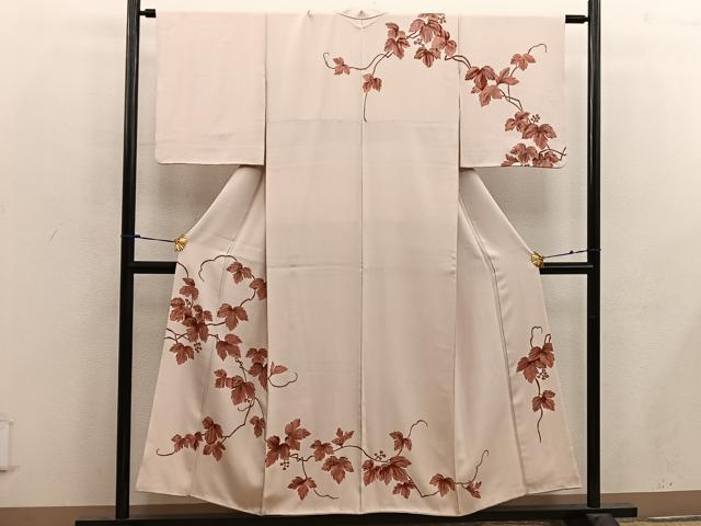 平和屋着物■訪問着 草葉文 ろうけつ染め 正絹 逸品 BAAX4494mz