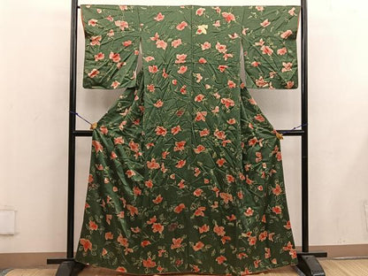 平和屋着物■上質な小紋 草花文 ろうけつ染め 正絹 逸品 BAAX4495mz