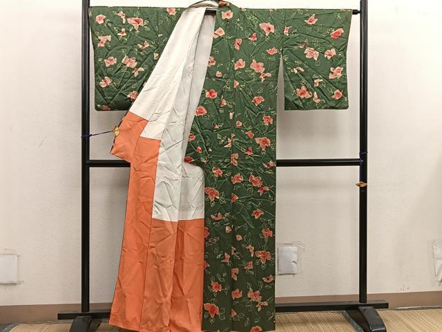 平和屋着物□上質な小紋 草花文 ろうけつ染め 正絹 逸品 BAAX4495mz