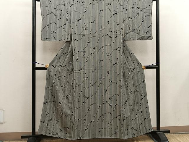 平和屋着物▽上質な小紋　単衣　蔦の葉文　正絹　逸品　DAAV9629sf 平和屋着物□上質な小紋 蔦の葉葡萄文 正絹 逸品 DABE0904qa