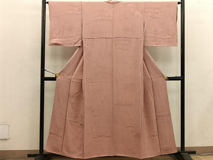 平和屋着物■上質な色無地 風景文 宍色 正絹 逸品 BAAX4503mz