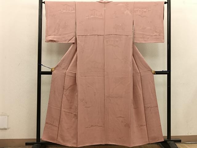 平和屋着物■上質な色無地 風景文 宍色 正絹 逸品 BAAX4503mz