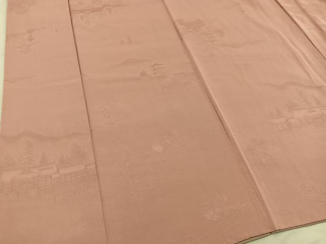 平和屋着物■上質な色無地 風景文 宍色 正絹 逸品 BAAX4503mz