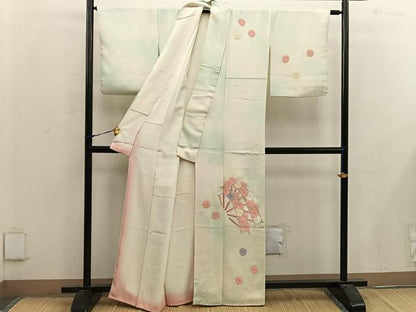 平和屋着物■訪問着 駒刺繍 片輪車菊花文 暈し染め 金糸 正絹 逸品 BAAX4505mz