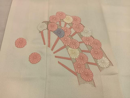 平和屋着物■訪問着 駒刺繍 片輪車菊花文 暈し染め 金糸 正絹 逸品 BAAX4505mz