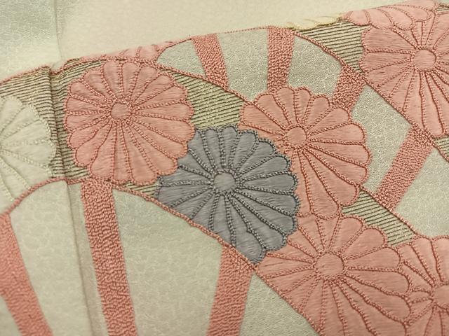 平和屋着物■訪問着 駒刺繍 片輪車菊花文 暈し染め 金糸 正絹 逸品 BAAX4505mz