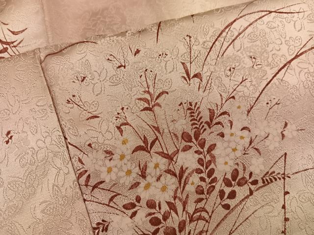 平和屋着物▽上質な小紋　単衣　草花文　暈し染め　正絹　逸品　DAAW9252sf 平和屋着物▽上質な小紋 単衣 草花文 暈し染め 正絹 逸品