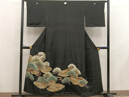 平和屋着物■豪華黒留袖 松 金彩 正絹 逸品 BAAX4510mz