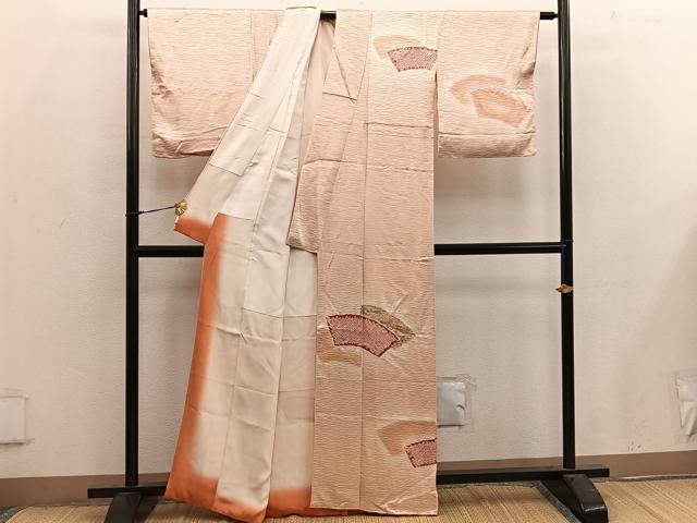 平和屋着物■訪問着 絞り 地紙重ね花文 暈し染め 金彩 正絹 逸品 BAAX4511mz