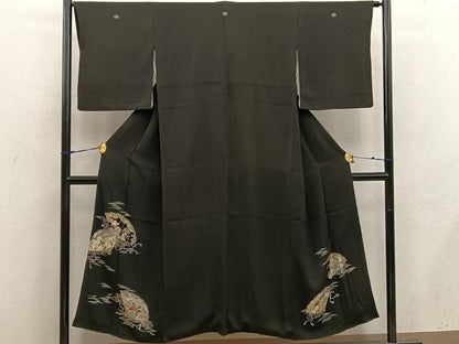 平和屋着物■豪華黒留袖 檜扇花文 正絹 逸品 BAAX4512mz