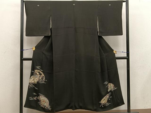 平和屋着物■豪華黒留袖 檜扇花文 正絹 逸品 BAAX4512mz