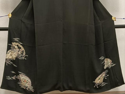 平和屋着物■豪華黒留袖 檜扇花文 正絹 逸品 BAAX4512mz