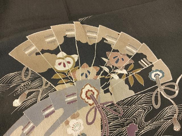 平和屋着物■豪華黒留袖 檜扇花文 正絹 逸品 BAAX4512mz