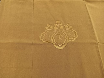 平和屋着物■無地絵羽訪問着 総刺繍 桐 山吹茶色 正絹 逸品 未使用 BAAX4513mz