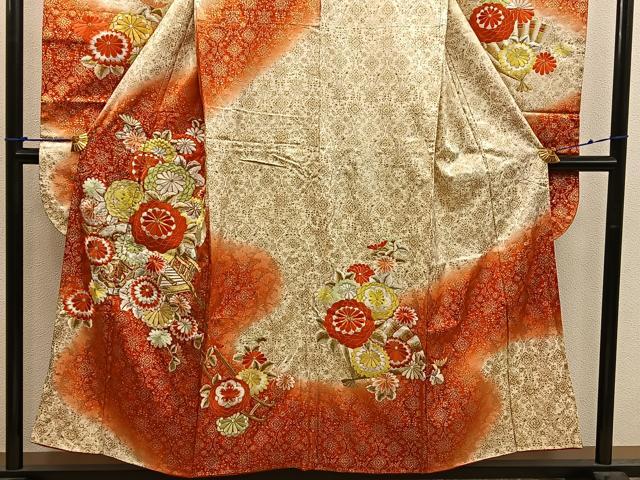 平和屋着物■豪華振袖 駒刺繍 菊花文 金彩 正絹 逸品 BAAX4515mz