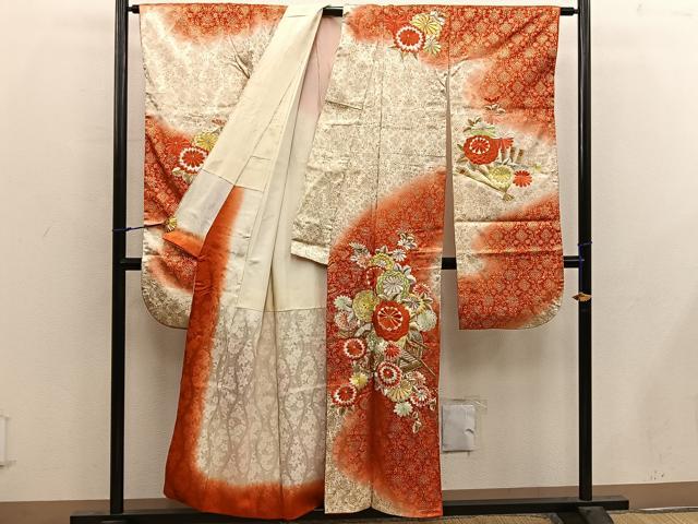平和屋着物■豪華振袖 駒刺繍 菊花文 金彩 正絹 逸品 BAAX4515mz