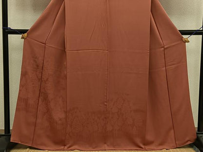 平和屋着物■無地絵羽訪問着 樹林文 赤丹色 正絹 逸品 BAAX4518mz