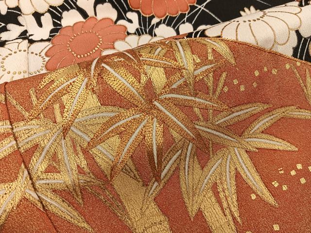 平和屋着物■豪華黒留袖 駒刺繍 笹竹花文 金彩 正絹 逸品 BAAX4522mz