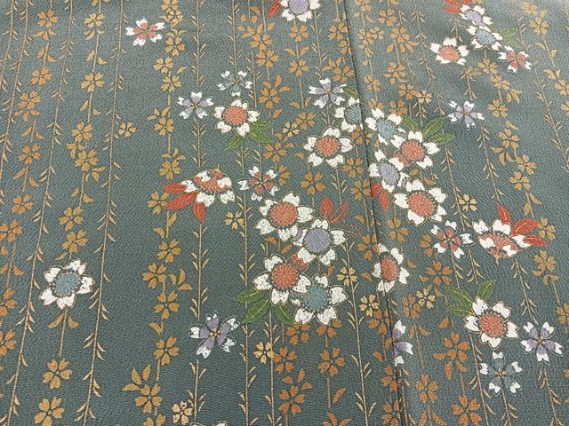 平和屋着物■訪問着 草花文 暈し染め 金糸 正絹 逸品 BAAX4523mz